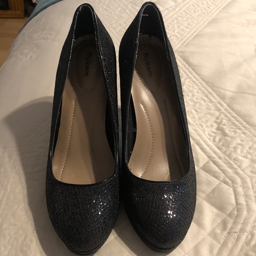 Style & Co. Black Glitter Round-Toe Pumps